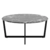 Liv Black Faux Marble Round Coffee Table With Matte Black Base