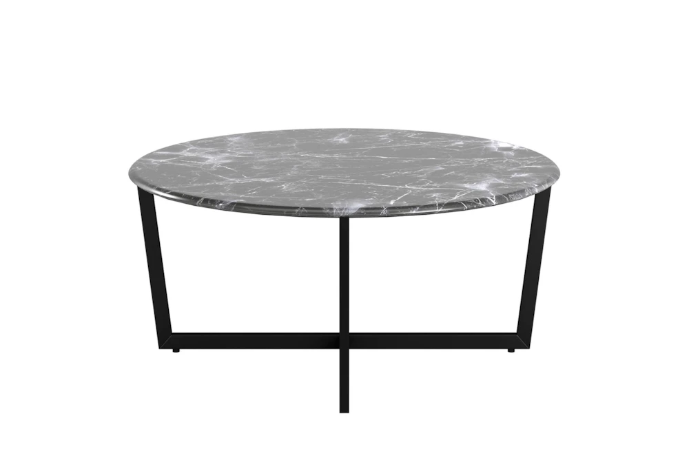 Liv Black Faux Marble Round Coffee Table With Matte Black Base 1 Liv Black Faux Marble Round Coffee Table With Matte Black Base