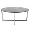 Liv Black Faux Marble Round Coffee Table With Brushed Stainless Steel Base