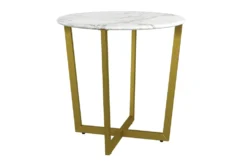 Liv White Faux Marble 24" Round End Table With Matte Gold Base -Living Room Furniture Shop 271895 white marble end table detail 45