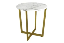 Liv White Faux Marble 24" Round End Table With Matte Gold Base -Living Room Furniture Shop 271895 white marble end table detail 46