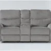 Ronan Oatmeal 77" Power Reclining Loveseat With Storage Console & USB