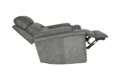 Jagger Grey Power Recliner With Power Headrest, Cupholders & USB -Living Room Furniture Shop 276017 grey polyester recliner side 14