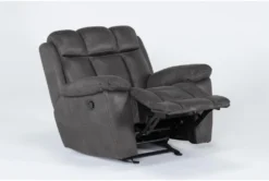 Ackert Grey Manual Glider Recliner -Living Room Furniture Shop 276029 grey polyester recliner side 19