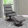 Dalbert Grey Leather Manual Reclining Swivel Chair And Ottoman
