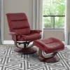 Dalbert Red Leather Manual Reclining Swivel Chair And Ottoman