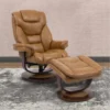 Farley Butterscotch Leather Manual Reclining Swivel Chair And Ottoman