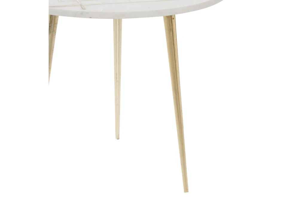 20" Marble + Gold Round Accent Table With Square Inlay 4 20" Marble + Gold Round Accent Table With Square Inlay - Image 4
