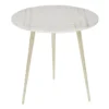 20" Marble + Gold Round Accent Table With Square Inlay