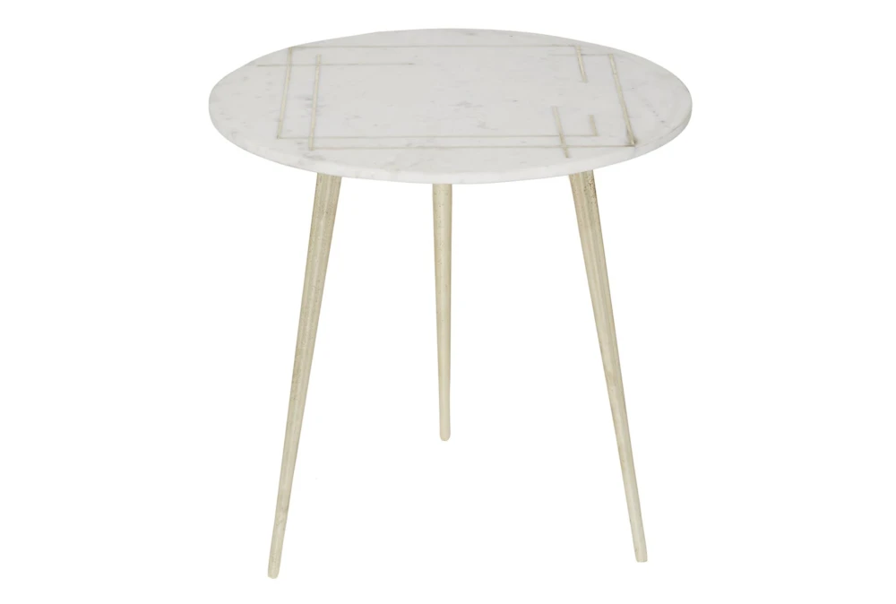 20" Marble + Gold Round Accent Table With Square Inlay 1 20" Marble + Gold Round Accent Table With Square Inlay