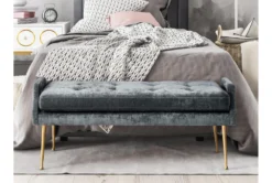 Faye Grey Slub Velvet Bench -Living Room Furniture Shop 276582 grey fabric bench room 85