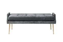 Faye Grey Slub Velvet Bench