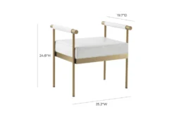 Anita White Faux Leather Gold Bench -Living Room Furniture Shop 276586 white fabric bench detail 44