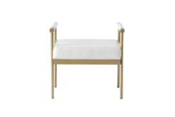 Anita White Faux Leather Gold Bench