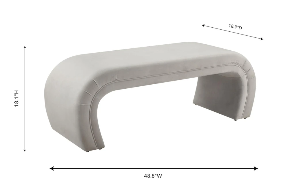 Isla Light Grey Velvet Bench 5 Isla Light Grey Velvet Bench - Image 5