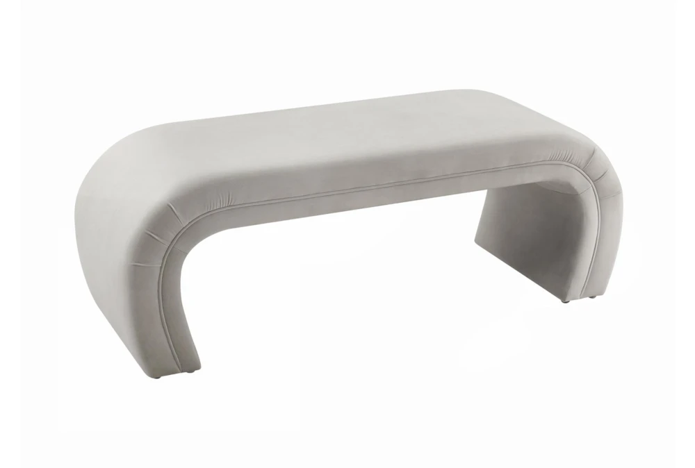 Isla Light Grey Velvet Bench 2 Isla Light Grey Velvet Bench - Image 2