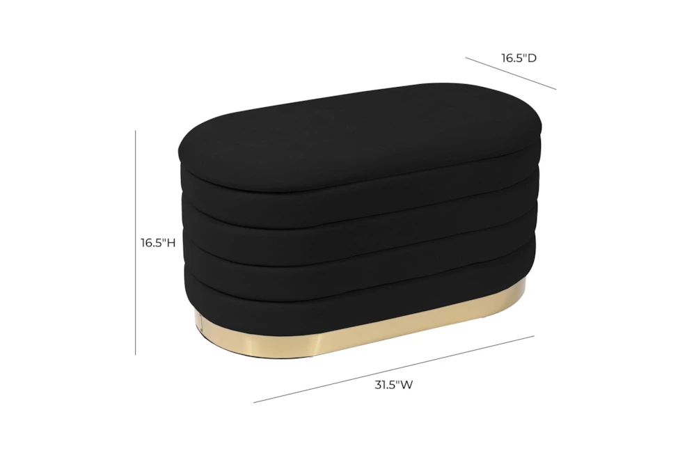 Celeste Black Velvet Storage Bench 2 Celeste Black Velvet Storage Bench - Image 2