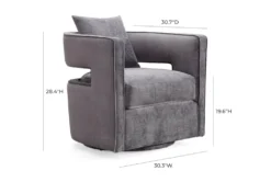 Emma Grey Velvet Swivel Accent Chair -Living Room Furniture Shop 276767 grey fabric accent chair detail 44