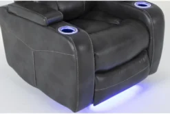 Bronson Flint Home Theater Power Wallaway Recliner With Power Headrest & USB -Living Room Furniture Shop 276992 grey polyester recliner detail 44