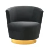 Florence Black Velvet Swivel Accent Chair