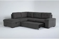Flinn 103" 2 Piece Convertible Sleeper Sectional With Left Arm Facing Storage Chaise 14 Flinn 103" 2 Piece Convertible Sleeper Sectional With Left Arm Facing Storage Chaise -Living Room Furniture Shop 277165 grey fabric sectional side 20