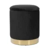 Vivien Black Velvet Storage Ottoman