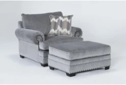 Stanley Chenille 83" Oversized Chair And Ottoman
