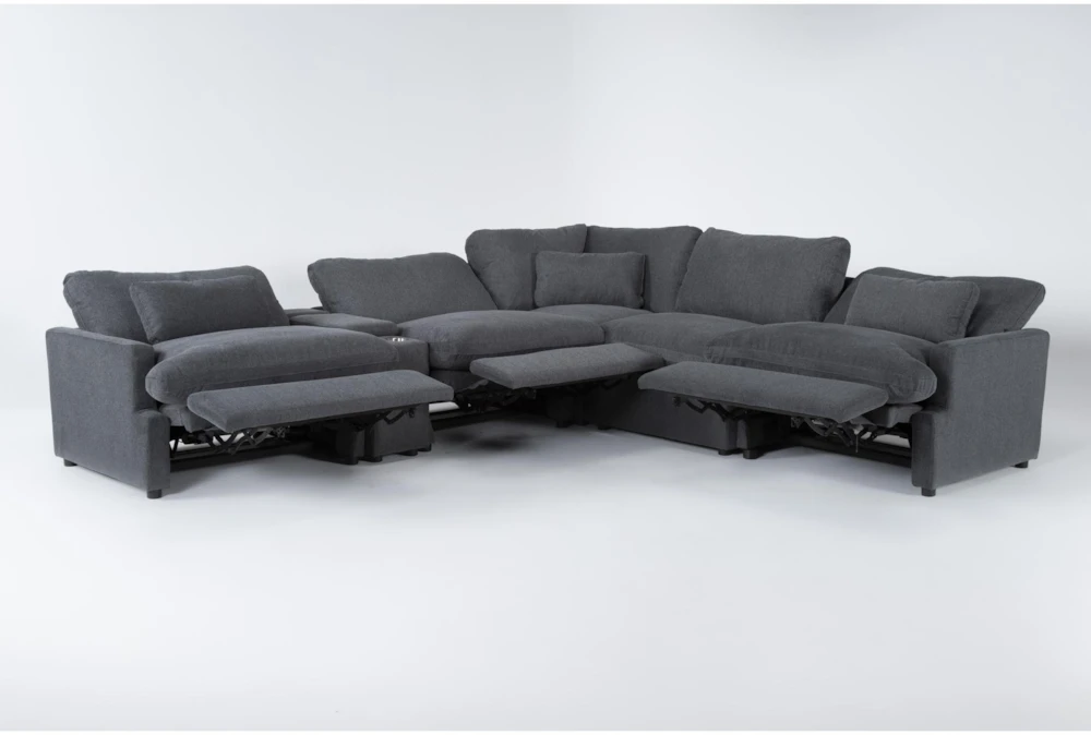 Jolene Dark Grey 134" 6 Piece Power Reclining Modular Sectional With 3 Power Recliner, Console & Ottoman 3 Jolene Dark Grey 134" 6 Piece Power Reclining Modular Sectional With 3 Power Recliner, Console & Ottoman - Image 3