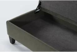 Perch II 50" Velvet Fabric Olive Medium Rectangle Storage Ottoman -Living Room Furniture Shop 277903 green fabric ottoman detail 44