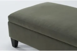 Perch II 50" Velvet Fabric Olive Medium Rectangle Storage Ottoman -Living Room Furniture Shop 277903 green fabric ottoman detail 45
