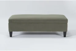 Perch II 50" Velvet Fabric Olive Medium Rectangle Storage Ottoman