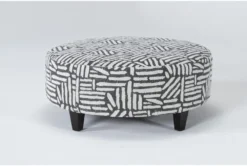 Perch II 40" Fabric Charcoal Large Round Ottoman
