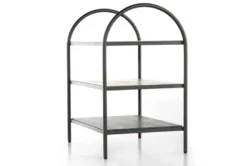 Metal + Marble 3 Tier Accent Table -Living Room Furniture Shop 282307 grey marble nightstand detail 44