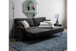 Pascal II Granite 91" Queen Convertible Sofa Sleeper -Living Room Furniture Shop 282574 grey fabric futonconvertible sofa bed room 61 1