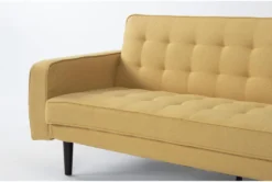 Petula II Mustard 85" Convertible Sofa Bed -Living Room Furniture Shop 282575 yellow fabric futonconvertible sofa bed detail 44 1