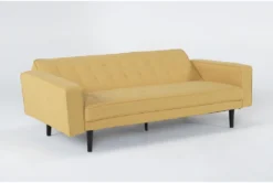 Petula II Mustard 85" Convertible Sofa Bed -Living Room Furniture Shop 282575 yellow fabric futonconvertible sofa bed side 19 1