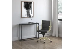 Riley High Gloss Black 35" Console Table With Matte Black Base -Living Room Furniture Shop 282846 black mdf sofa table detail 49