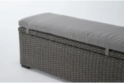 Sanibel Outdoor Dining Storage Bench 9 Sanibel Outdoor Dining Storage Bench -Living Room Furniture Shop 284529 grey wicker dining bench detail 45