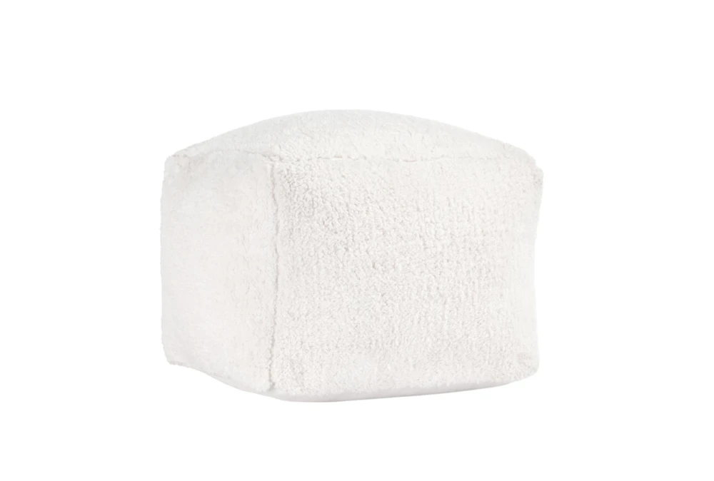 18X18 White Sherpa Cube Floor Pouf 1 18X18 White Sherpa Cube Floor Pouf