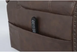 Oscar Saddle Power Lift Recliner With Power Headrest, Lumbar & USB -Living Room Furniture Shop 286169 brown fabric lift detail 46