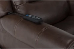 Oscar Saddle Power Lift Recliner With Power Headrest, Lumbar & USB -Living Room Furniture Shop 286169 brown fabric lift detail 47