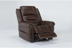 Oscar Saddle Power Lift Recliner With Power Headrest, Lumbar & USB -Living Room Furniture Shop 286169 brown fabric lift side 19