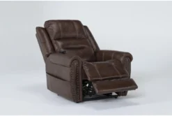 Oscar Saddle Power Lift Recliner With Power Headrest, Lumbar & USB -Living Room Furniture Shop 286169 brown fabric lift side 20