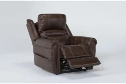 Oscar Saddle Power Lift Recliner With Power Headrest, Lumbar & USB -Living Room Furniture Shop 286169 brown fabric lift side 21