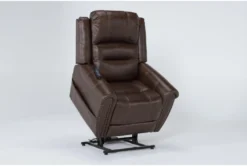 Oscar Saddle Power Lift Recliner With Power Headrest, Lumbar & USB -Living Room Furniture Shop 286169 brown fabric lift side 22