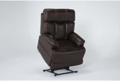 Clive Brown Power Lift Recliner With Power Headrest, Lumbar & USB -Living Room Furniture Shop 286171 brown fabric lift side 22