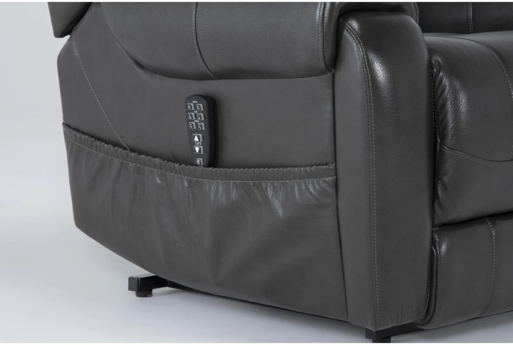 Carl Dark Grey Leather Power Lift Recliner With Power Headrest & Heat 9 Carl Dark Grey Leather Power Lift Recliner With Power Headrest & Heat - Image 9