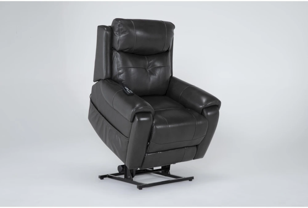Carl Dark Grey Leather Power Lift Recliner With Power Headrest & Heat 7 Carl Dark Grey Leather Power Lift Recliner With Power Headrest & Heat - Image 7