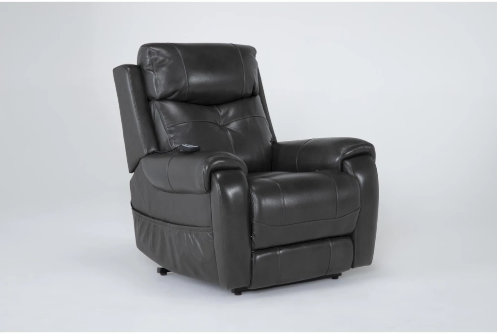 Carl Dark Grey Leather Power Lift Recliner With Power Headrest & Heat 2 Carl Dark Grey Leather Power Lift Recliner With Power Headrest & Heat - Image 2