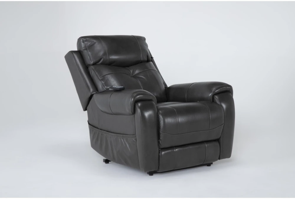 Carl Dark Grey Leather Power Lift Recliner With Power Headrest & Heat 3 Carl Dark Grey Leather Power Lift Recliner With Power Headrest & Heat - Image 3